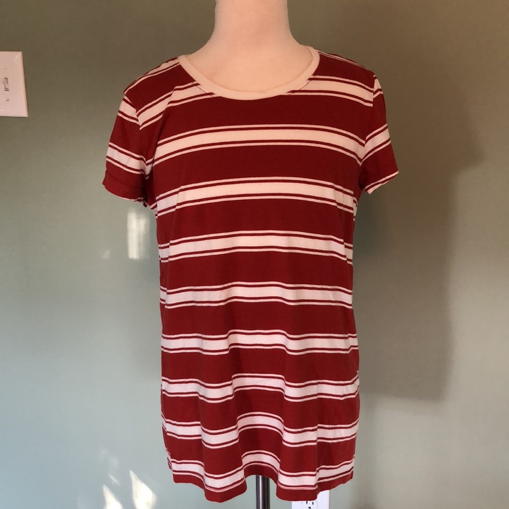 For the republic red-orange striped tee